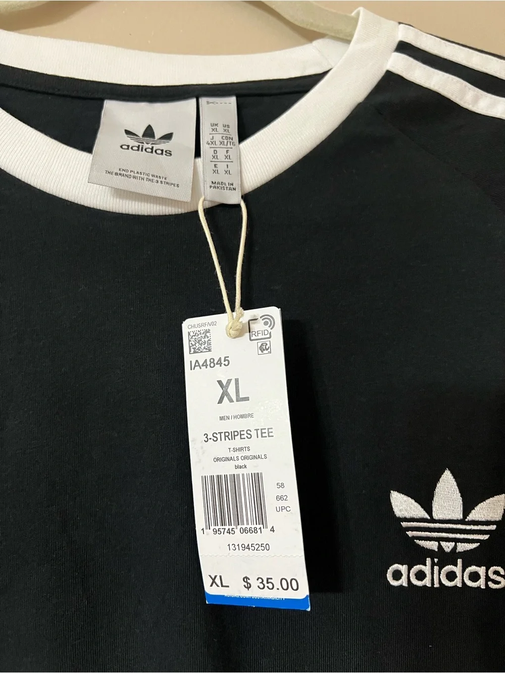 adidas Originals Men's Adicolor Classics 3-Stripes T-Shirt Black